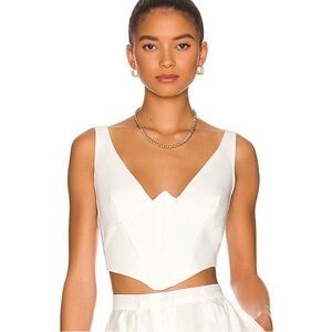 Bardot White V-Neck Structured Crop Top